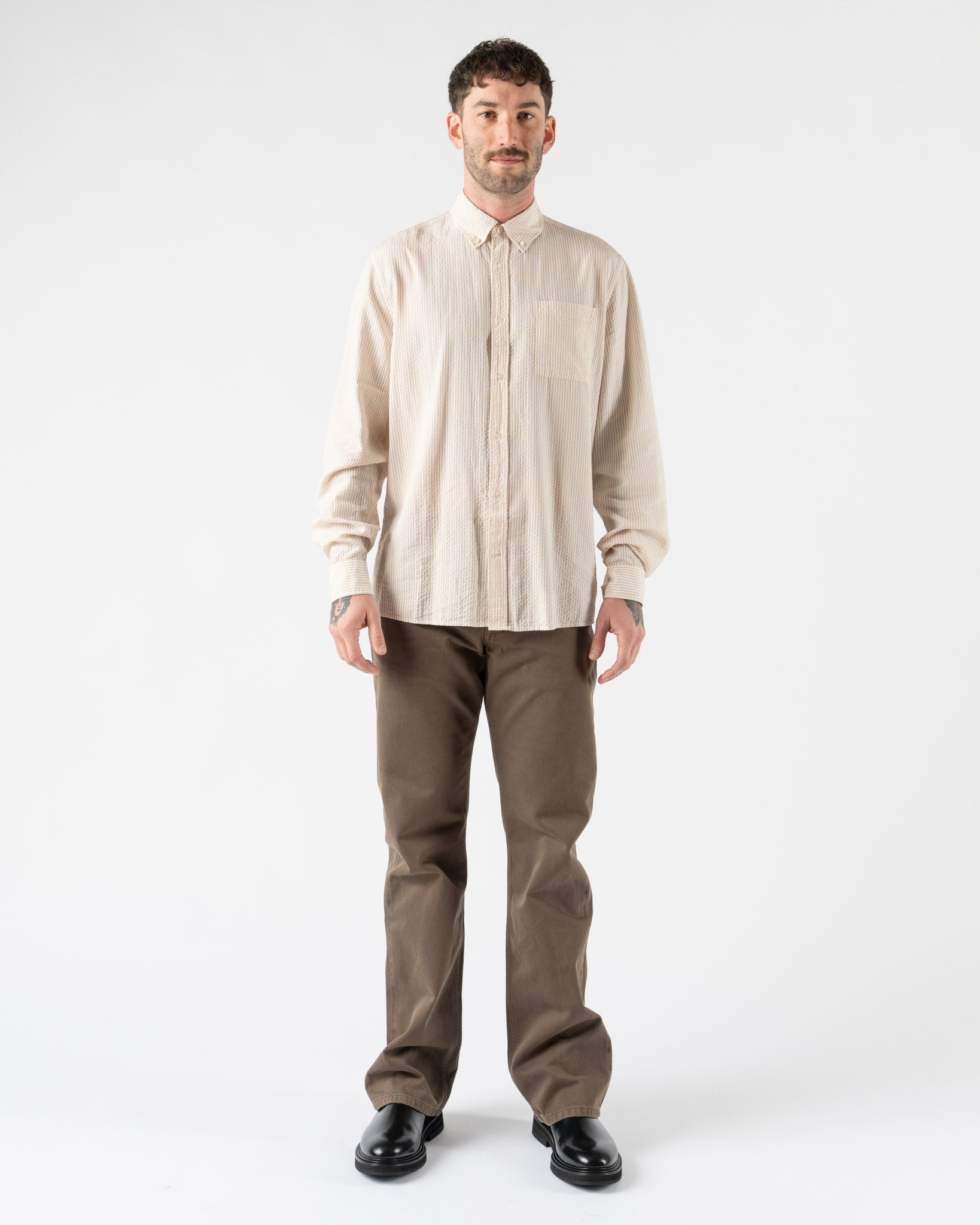 Another Aspect Another Shirt 1.0 in Ecru Brown Stripe