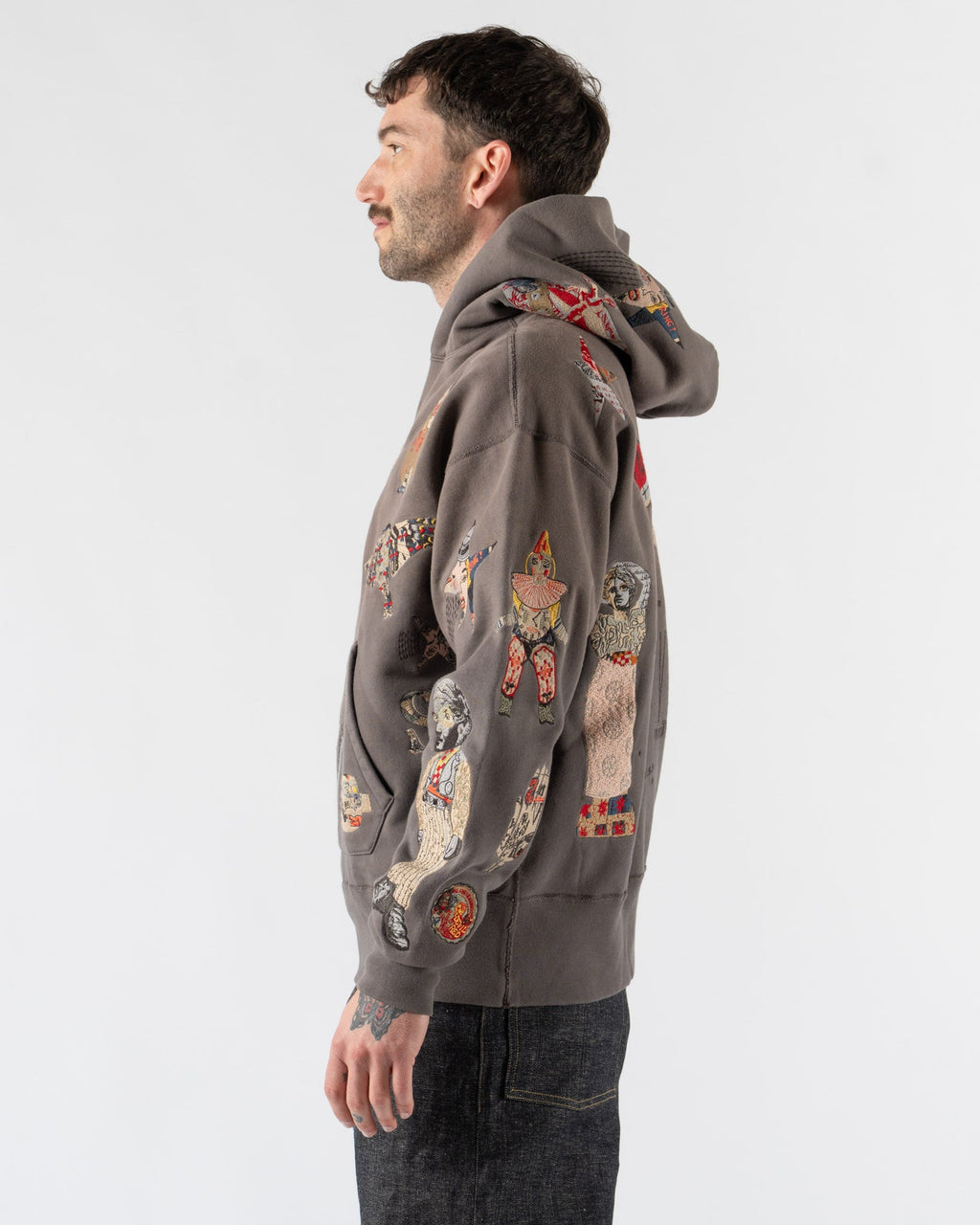 Samuel Zelig Collage Hoodie in Dark Taupe