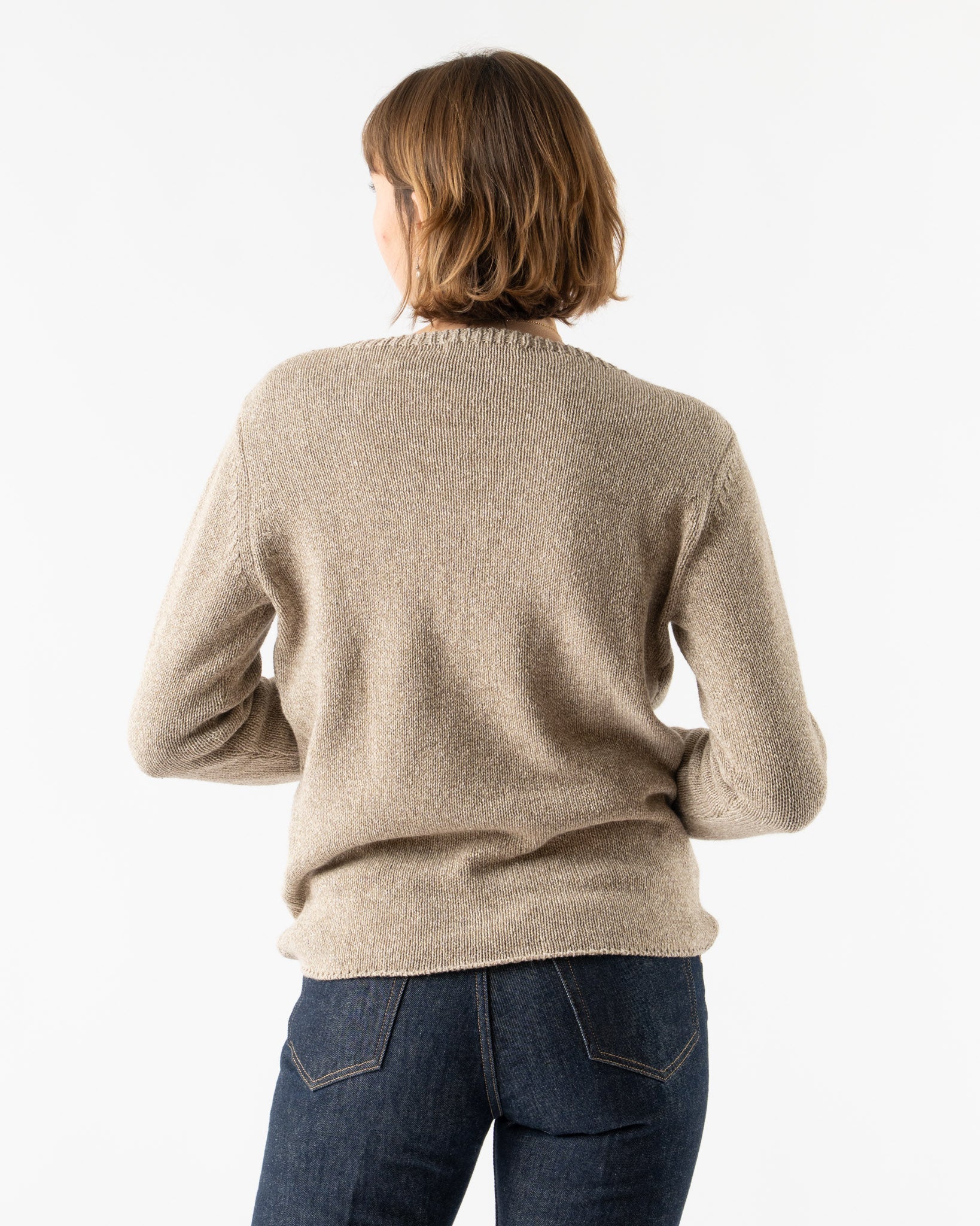 Auralee Cashmere Silk Melange Pullover in Mix Beige