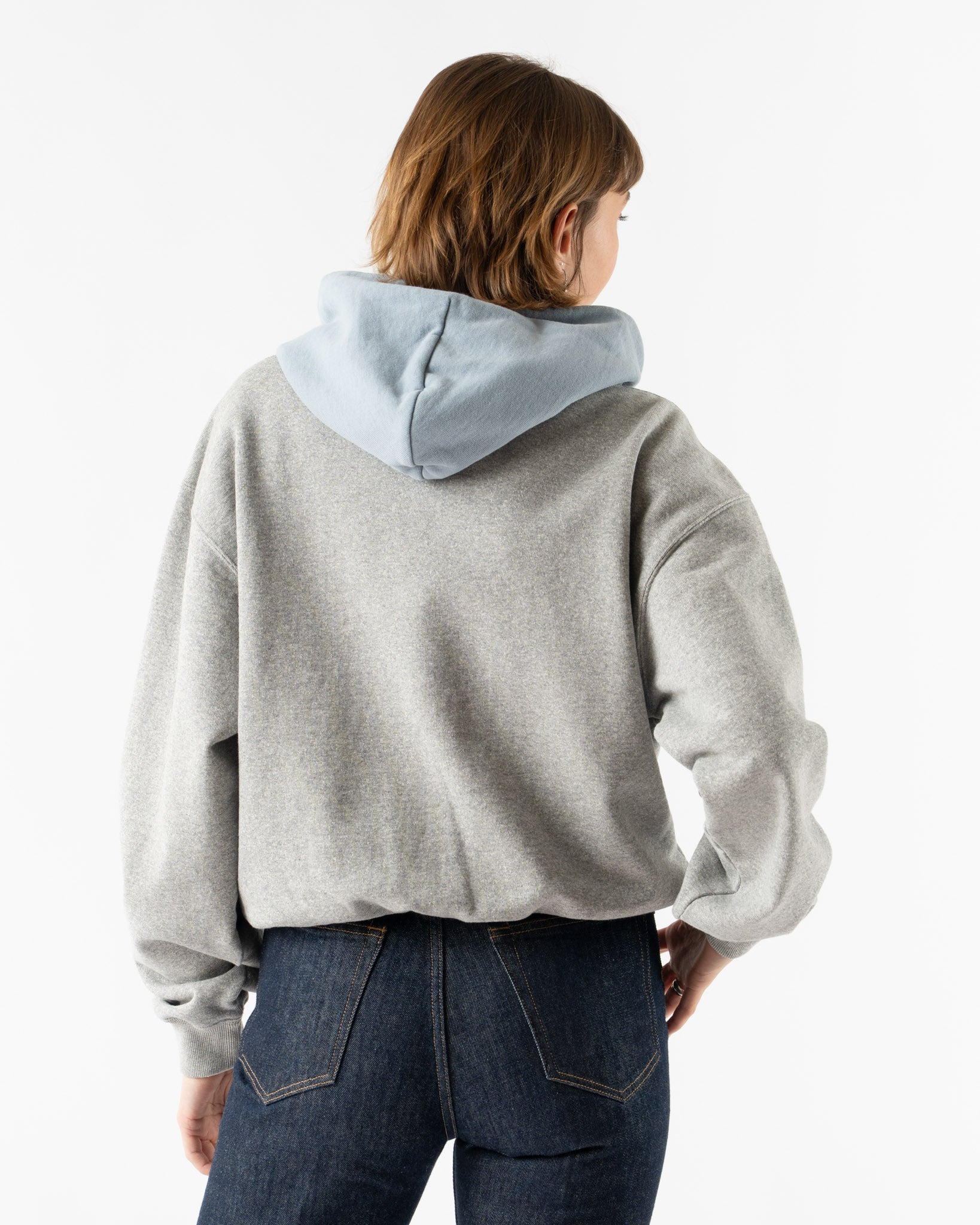 Auralee Smooth Soft P/O Parka in Top Gray × Dusty Blue