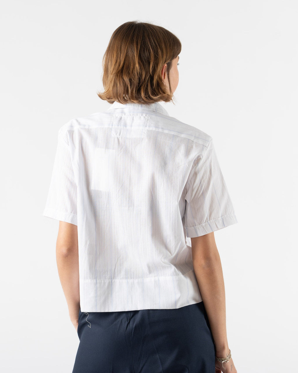 Camiel Fortgens Zip Shirt in White/Blue Stripe