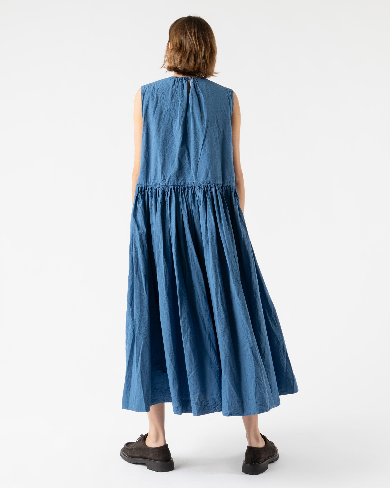 CASEY CASEY Pomme Ruchee Dress in Medium Blue