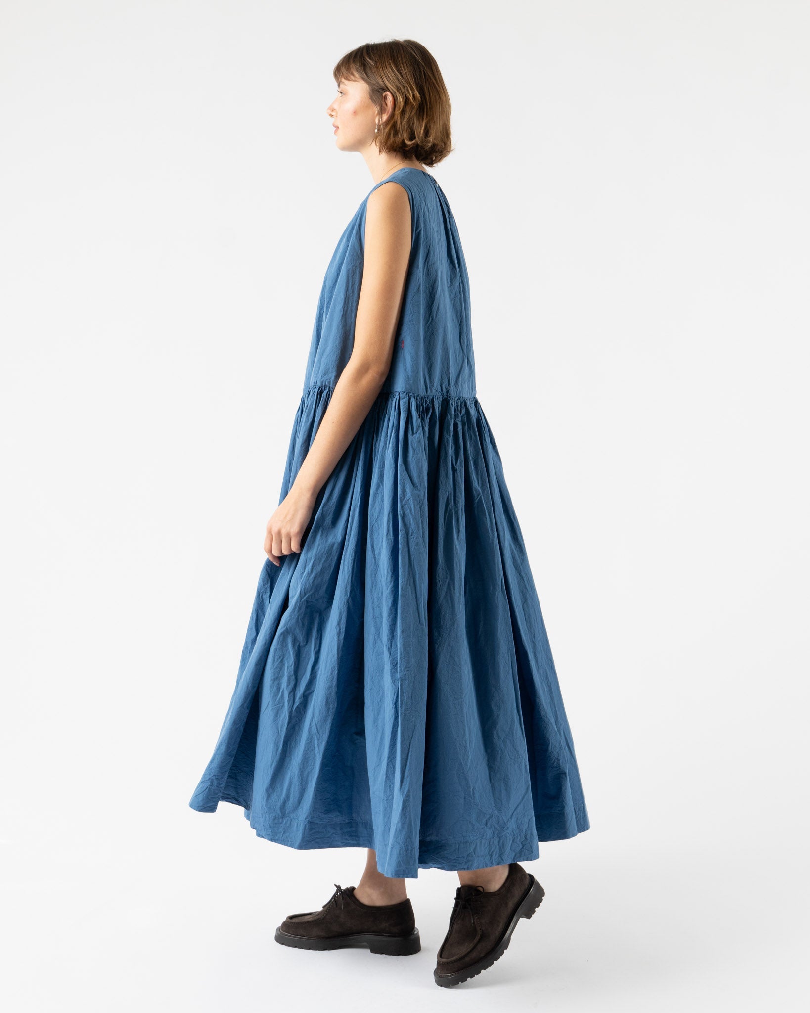 CASEY CASEY Pomme Ruchee Dress in Medium Blue