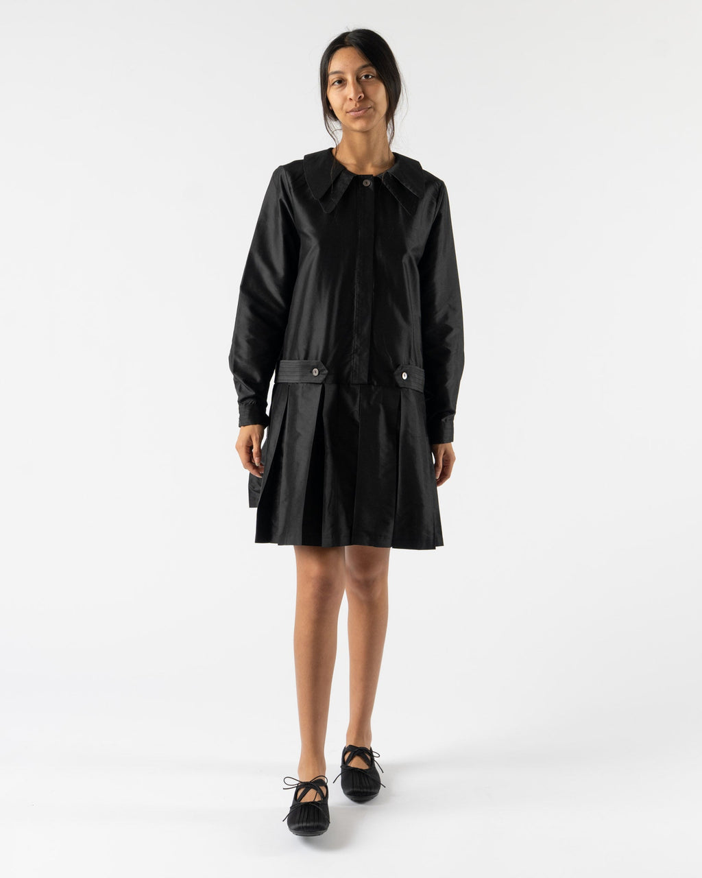 Cawley Silk Dupion Marina Dress in Black