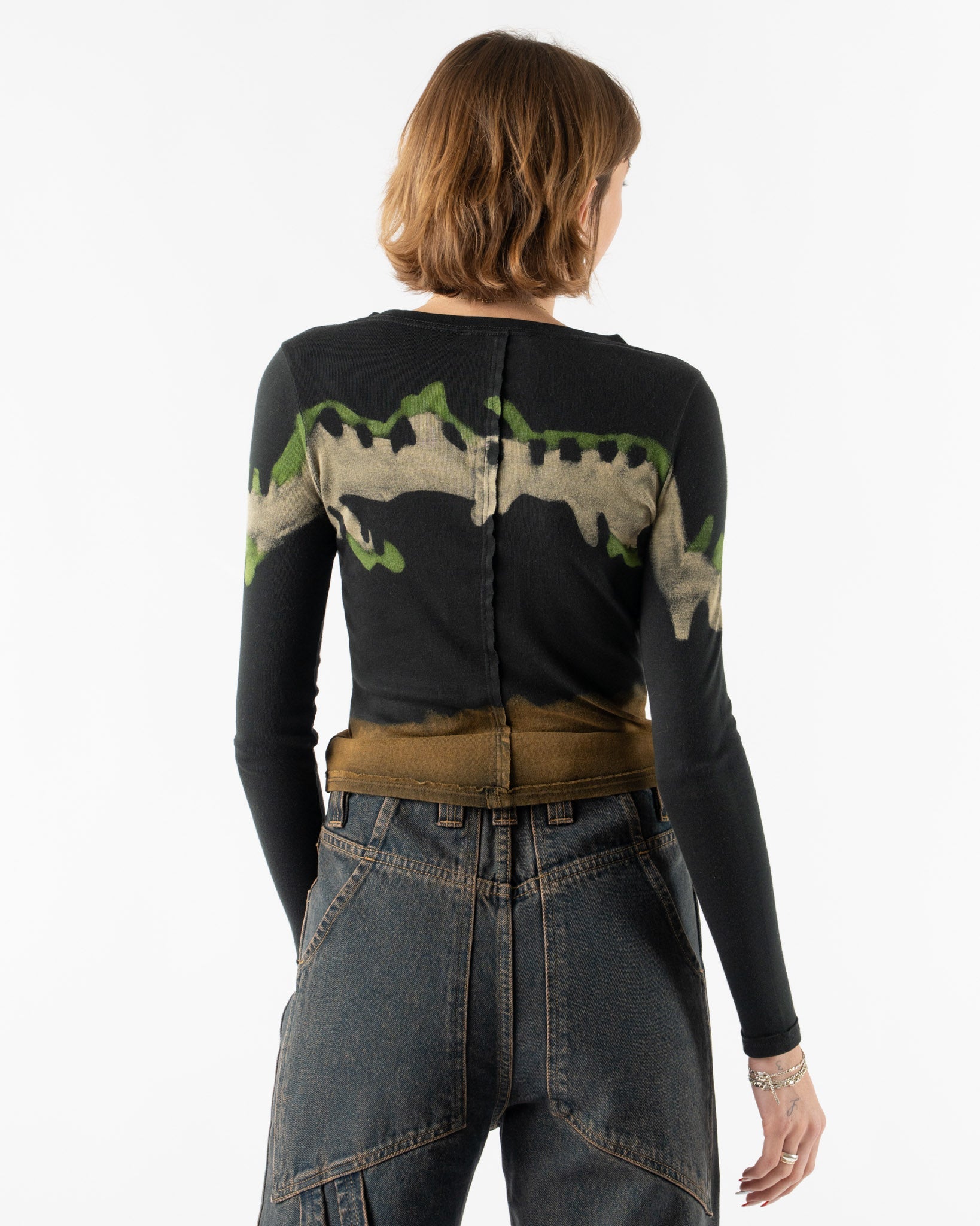 Eckhaus Latta Lapped Baby Crewneck in Kelp