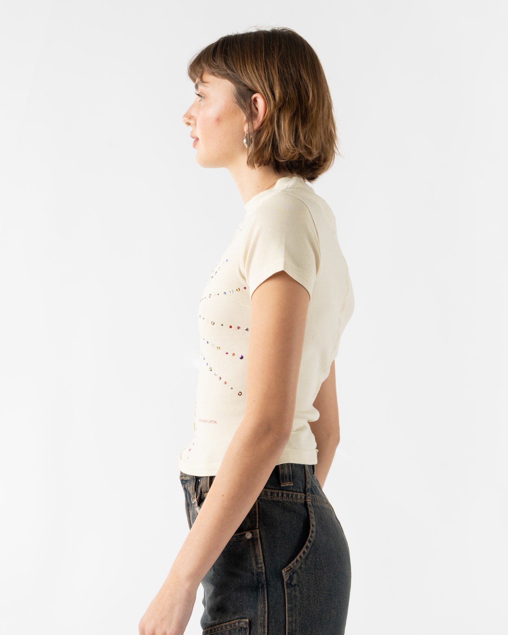 Eckhaus Latta Lapped Baby Tee in Sunburst