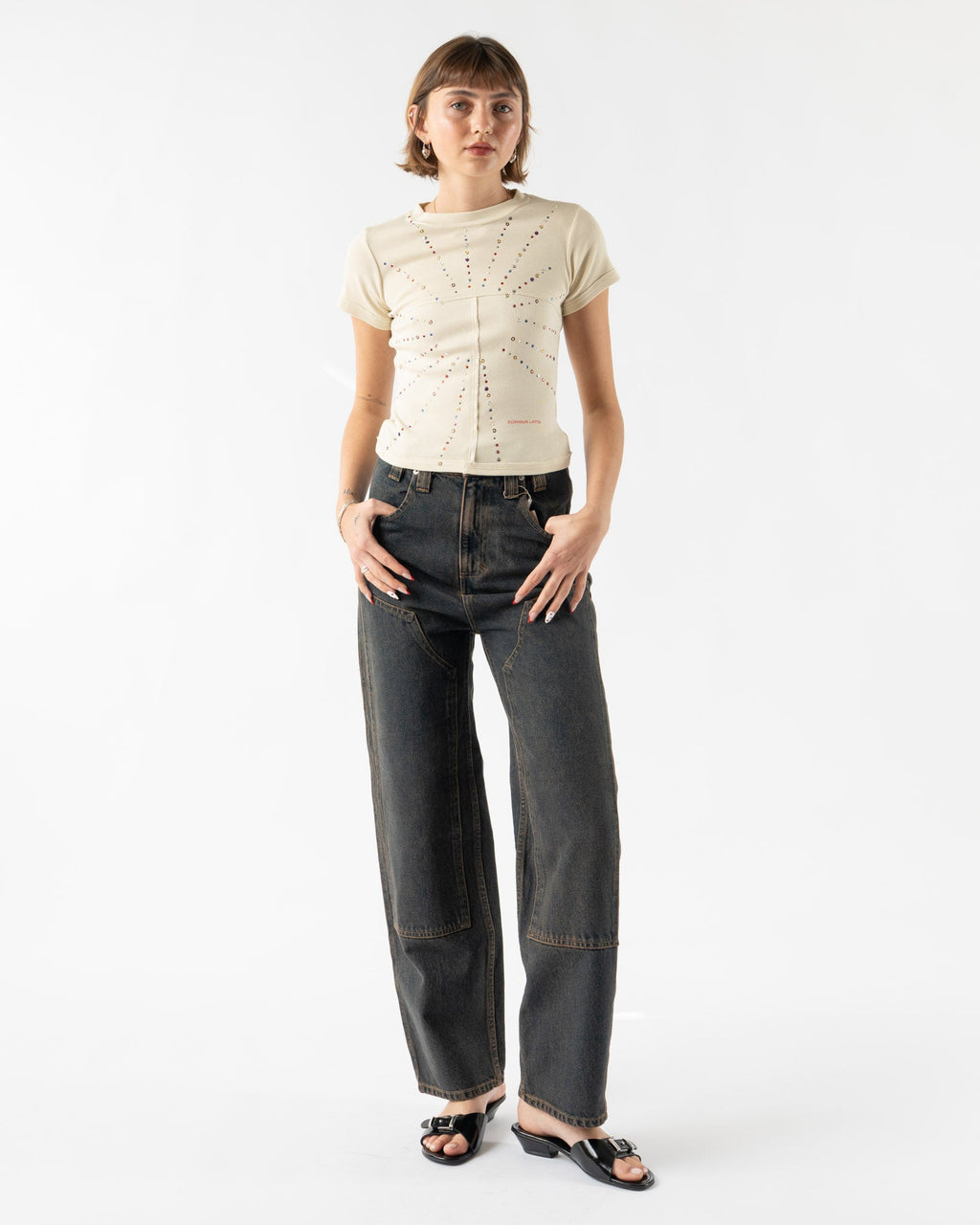 Eckhaus Latta Lapped Baby Tee in Sunburst