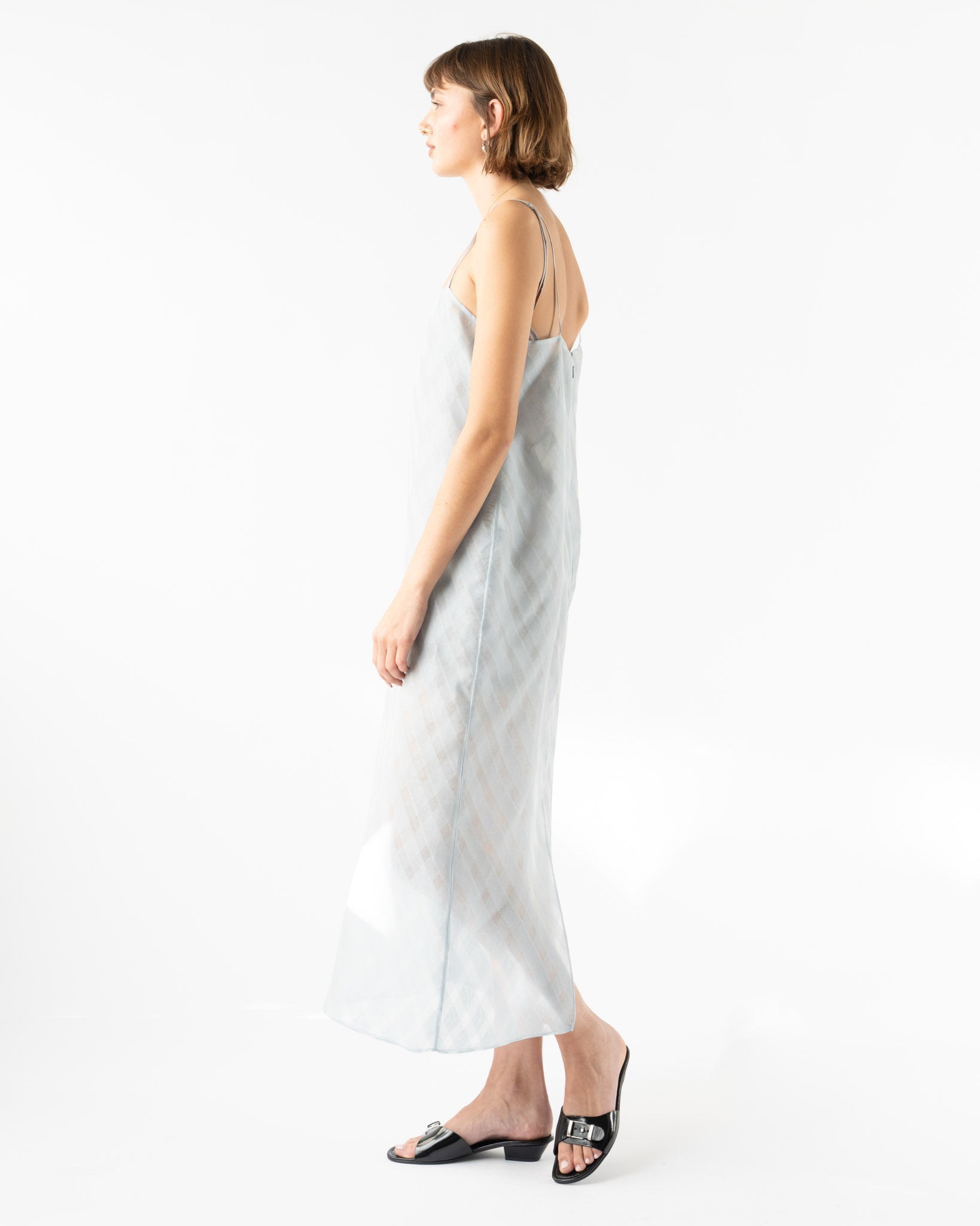 Auralee Sheer Silk Cotton Cut Jacquard Camisole Dress