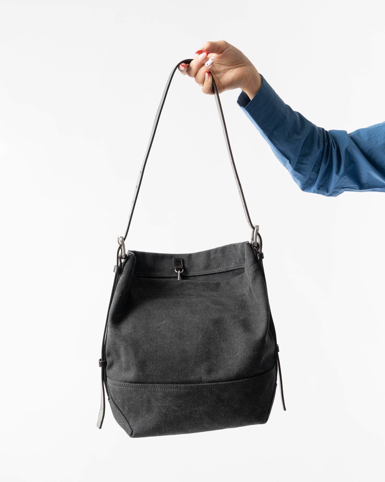 Lemaire Small Belted Tote in Ash Black