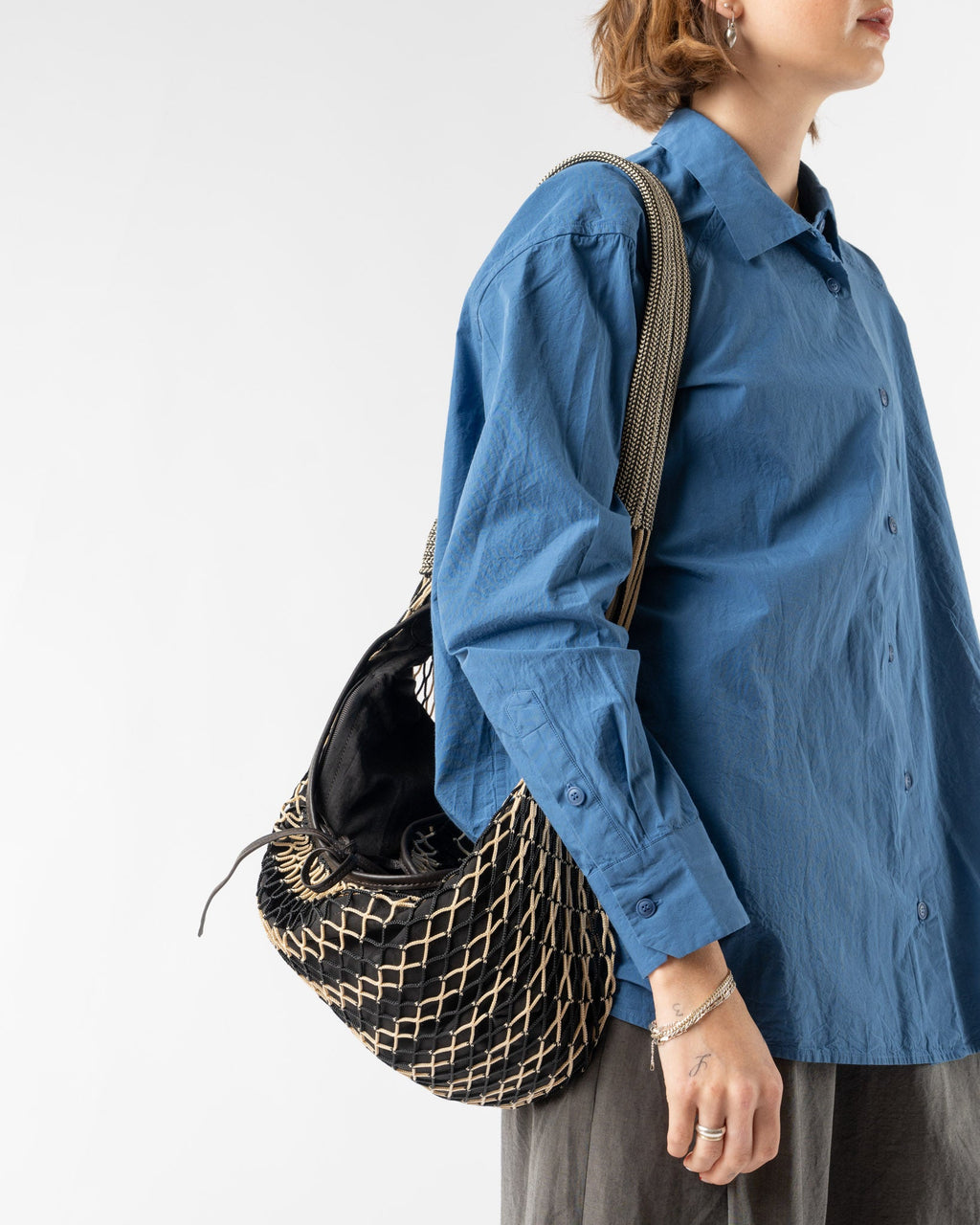 Lemaire Chevron Light Beige Fortune Croissant Filt Bag