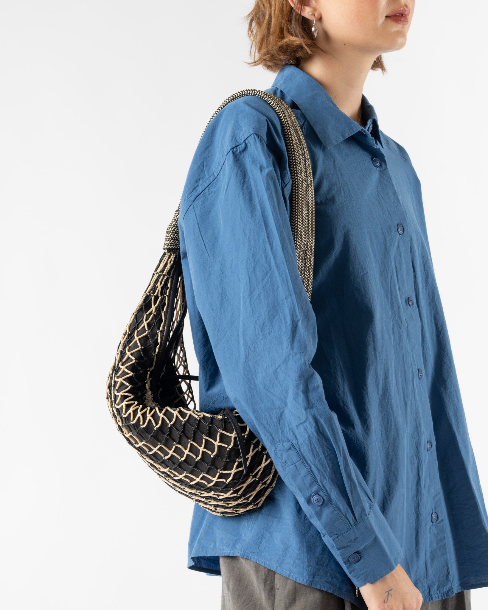 Lemaire Chevron Light Beige Croissant Filt Bag