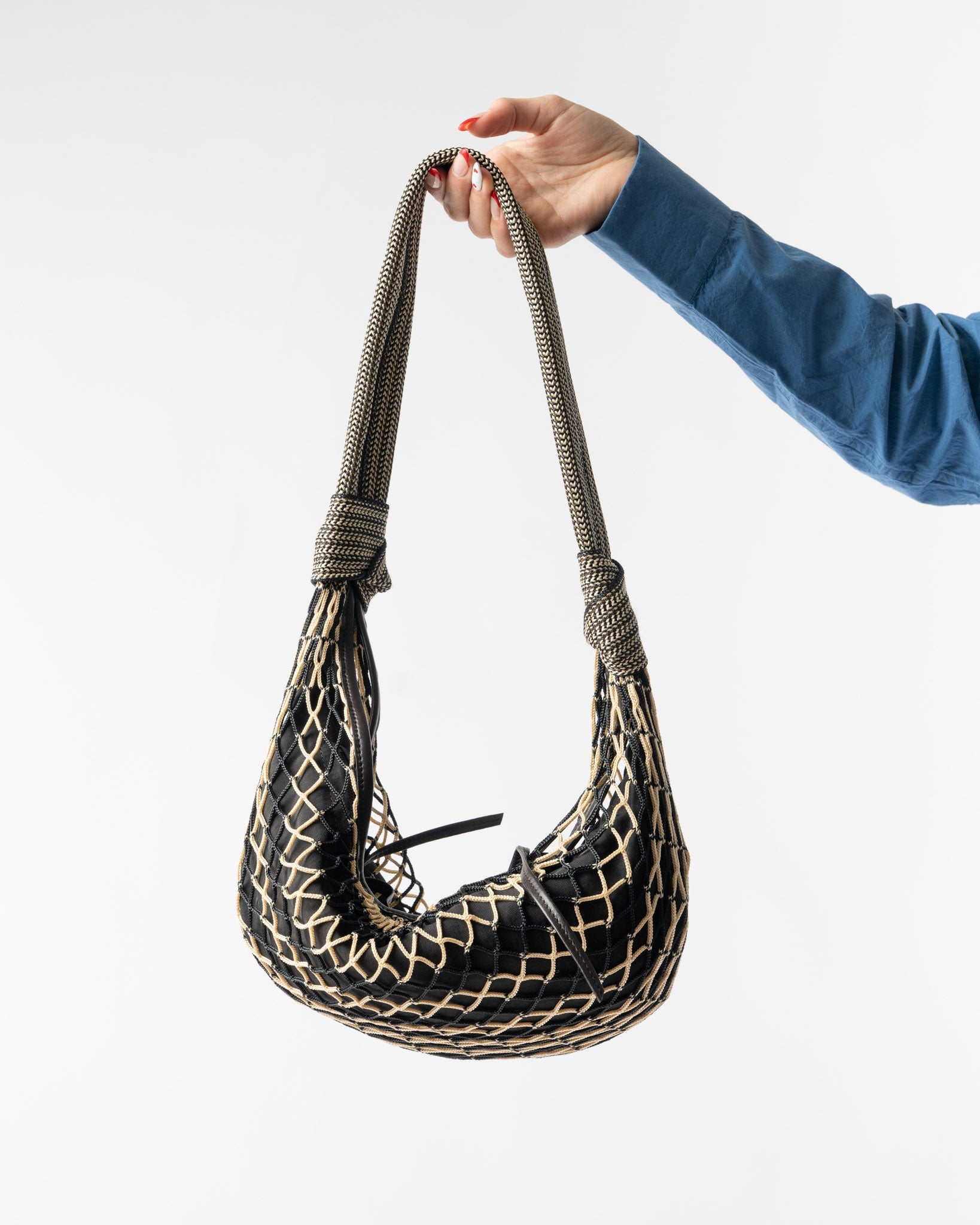 Lemaire Chevron Light Beige Croissant Filt Bag