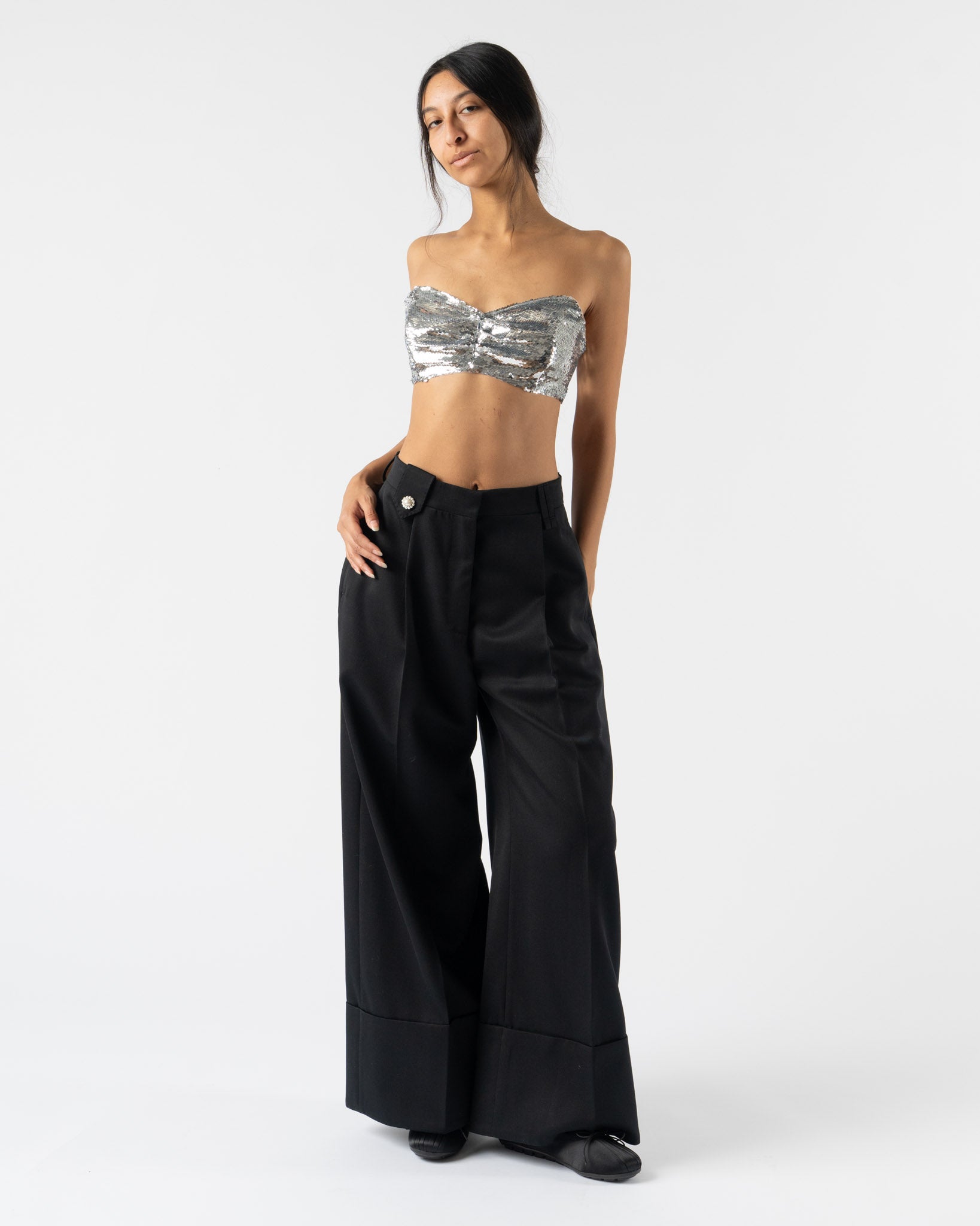 Simone Rocha Sculpt Bandeau in Sequin Silver
